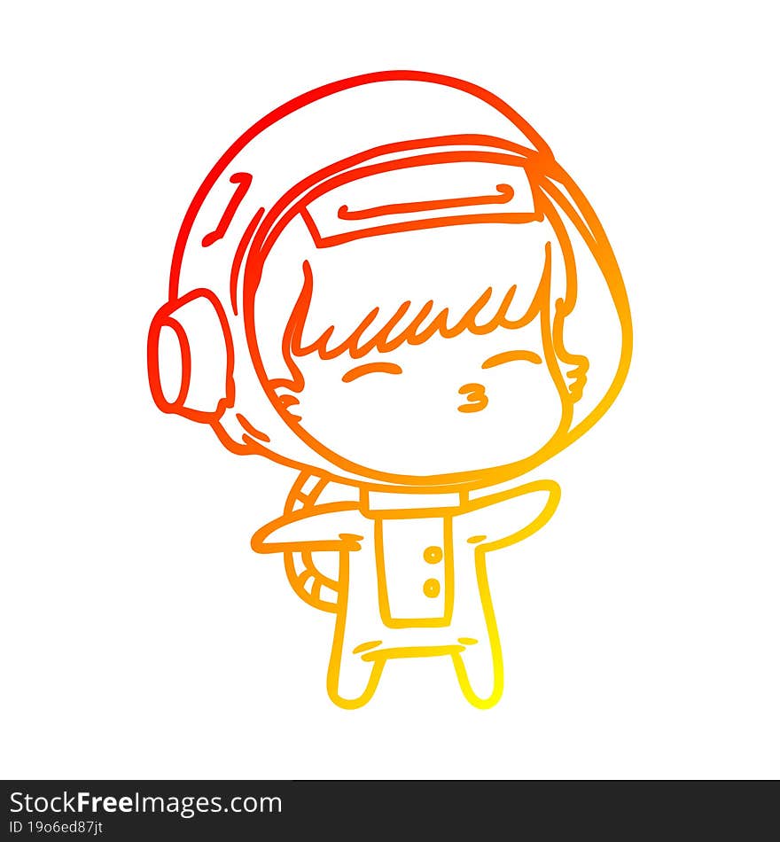 warm gradient line drawing cartoon curious astronaut