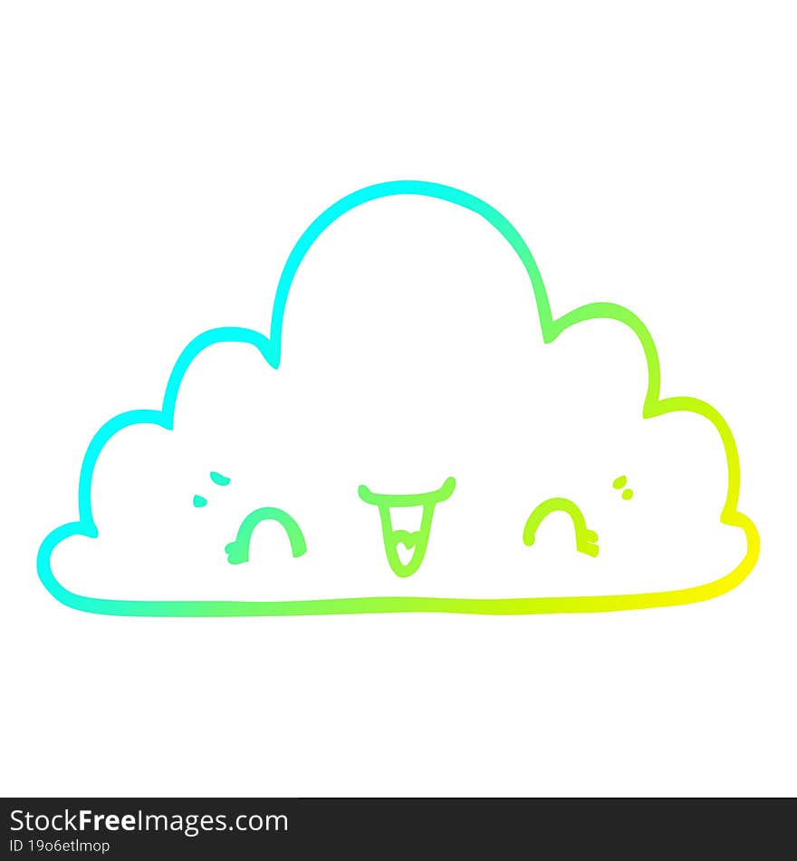 cold gradient line drawing cute cartoon cloud