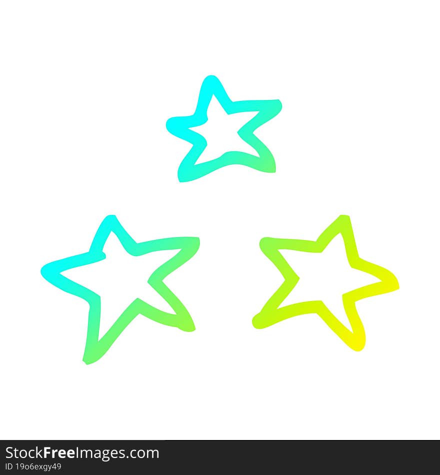 Cold Gradient Line Drawing Cartoon Stars