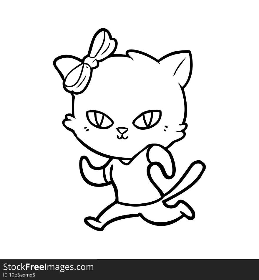 cute cartoon cat jogging. cute cartoon cat jogging