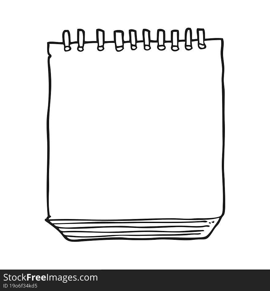 black and white cartoon notepad