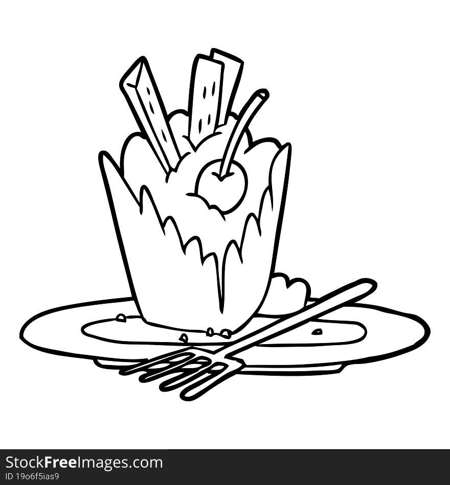 line drawing of a tasty dessert. line drawing of a tasty dessert