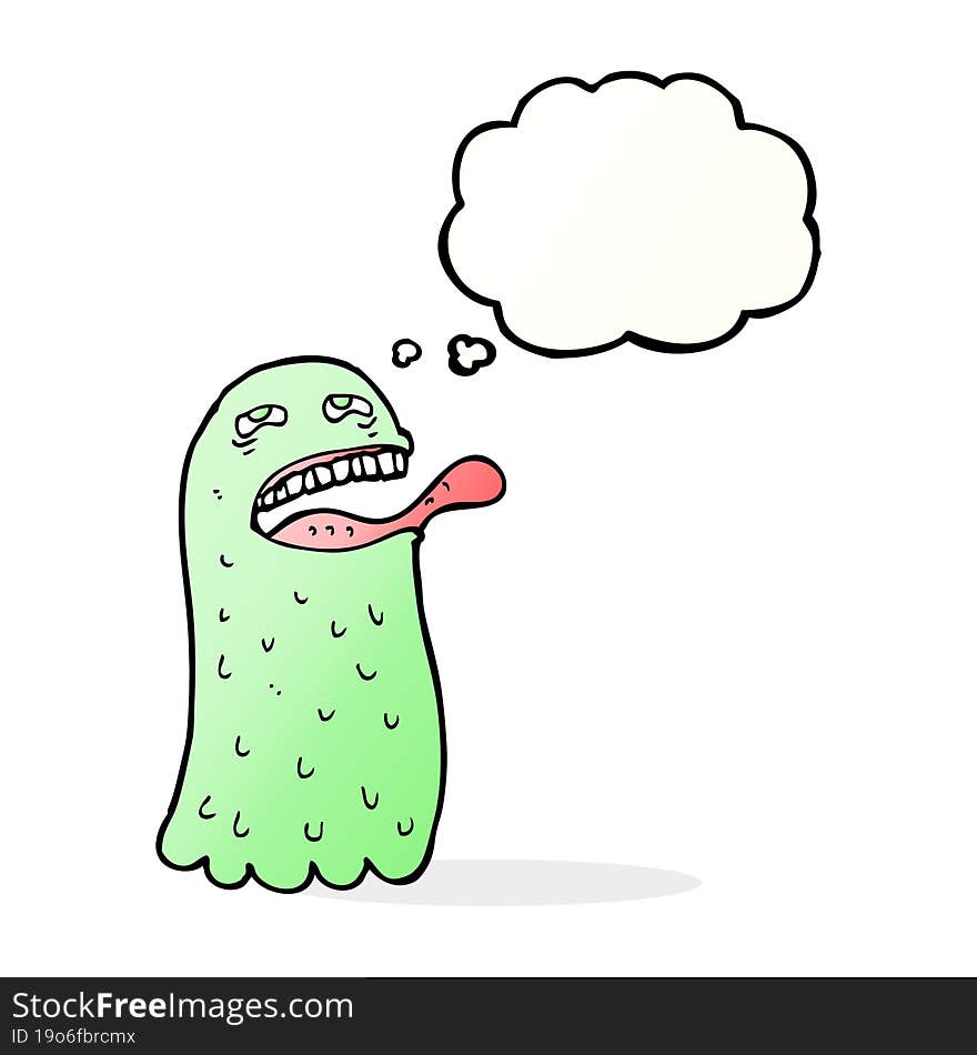 cartoon funny ghost with thought bubble