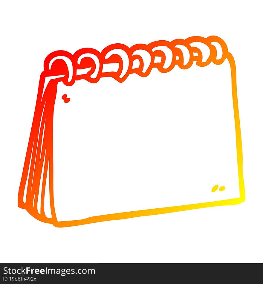 warm gradient line drawing of a cartoon blank calendar