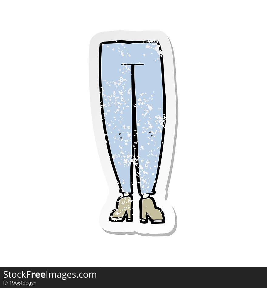 retro distressed sticker of a cartoon female legs