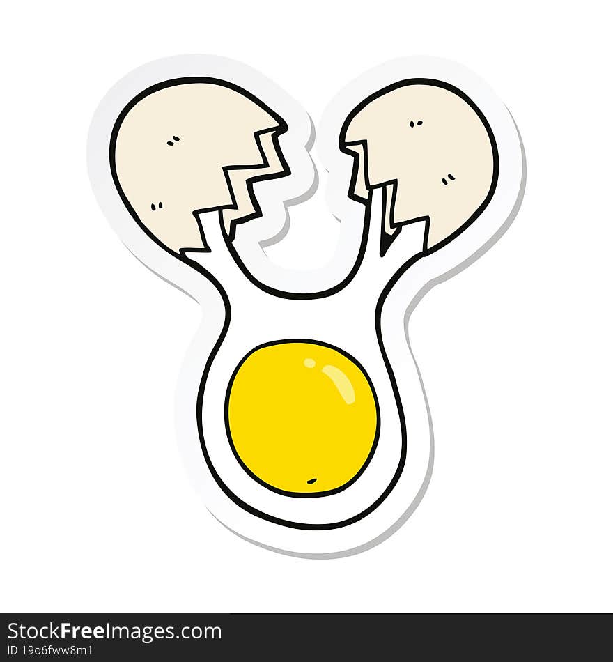 sticker of a cartoon cracked egg