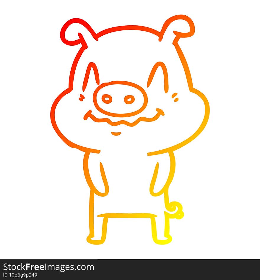 Warm Gradient Line Drawing Nervous Cartoon Pig