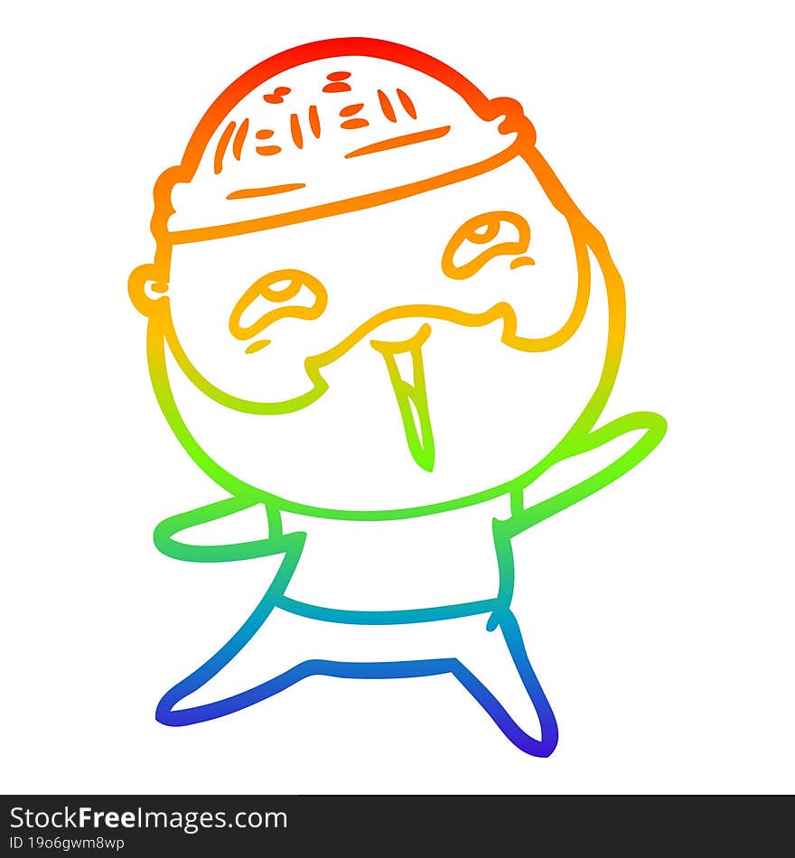 rainbow gradient line drawing cartoon happy bearded man