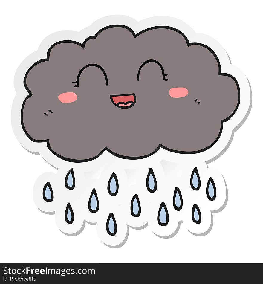 Sticker Of A Cartoon Rain Cloud