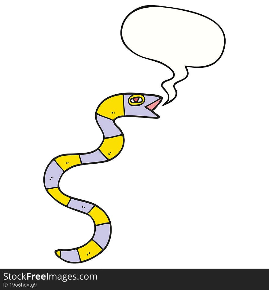 hissing cartoon snake and speech bubble