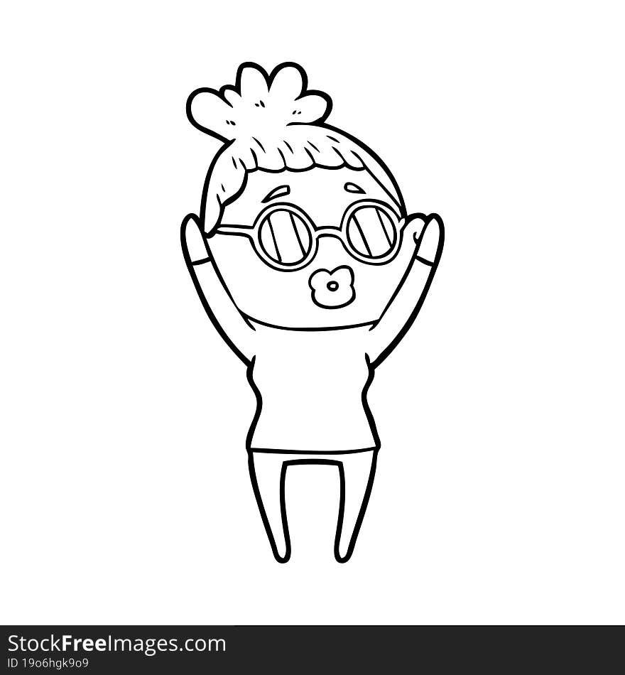 cartoon woman wearing sunglasses. cartoon woman wearing sunglasses