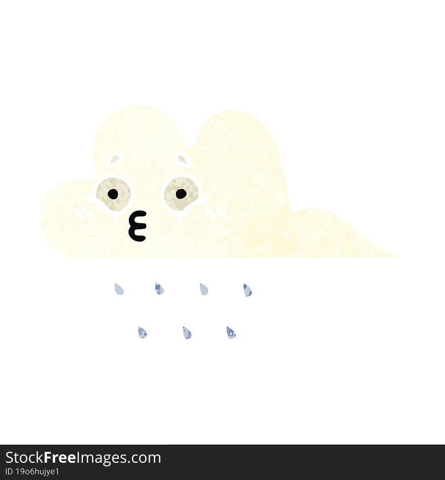 Retro Illustration Style Cartoon Rain Cloud