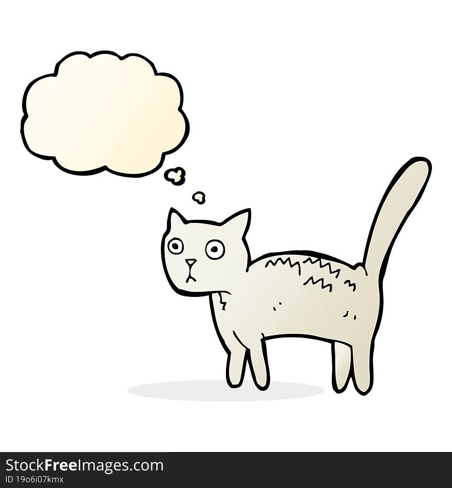 Cartoon Frightened Cat With Thought Bubble