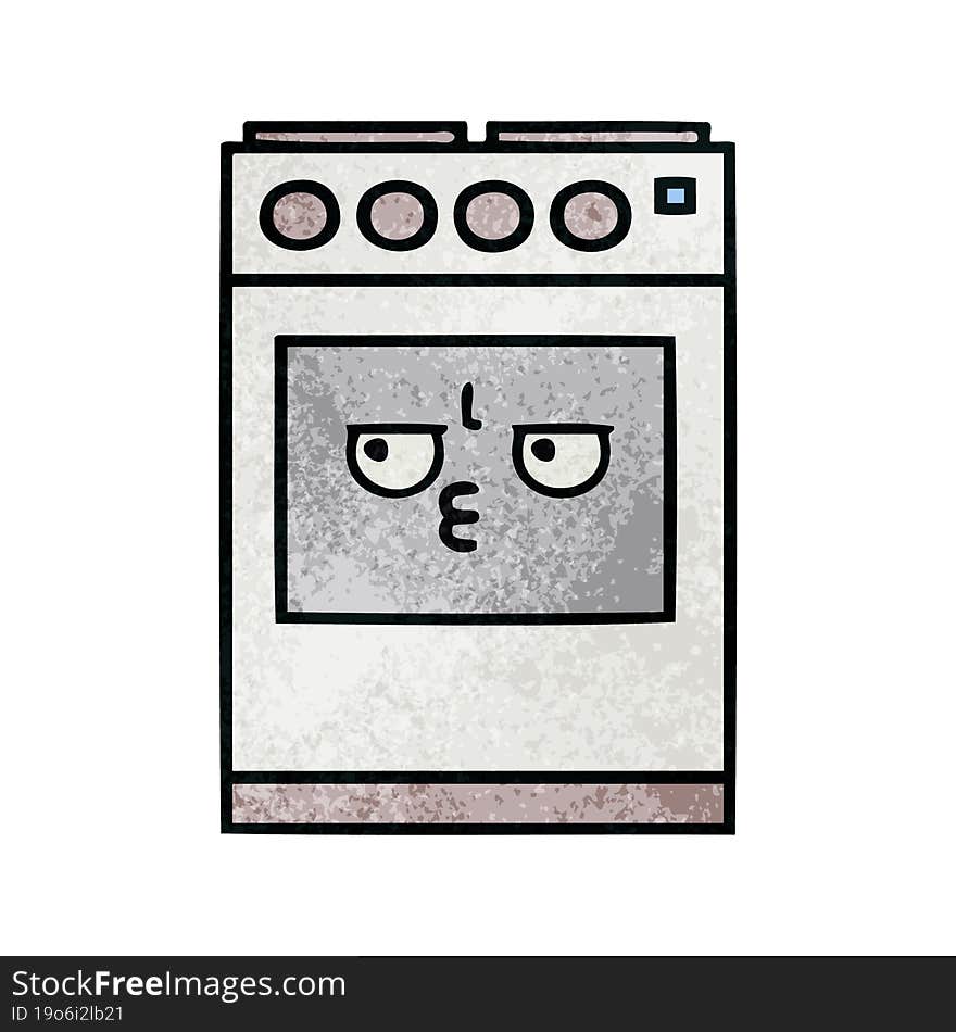 retro grunge texture cartoon of a kitchen oven