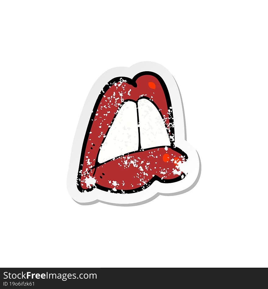 Retro Distressed Sticker Of A Cartoon Lips