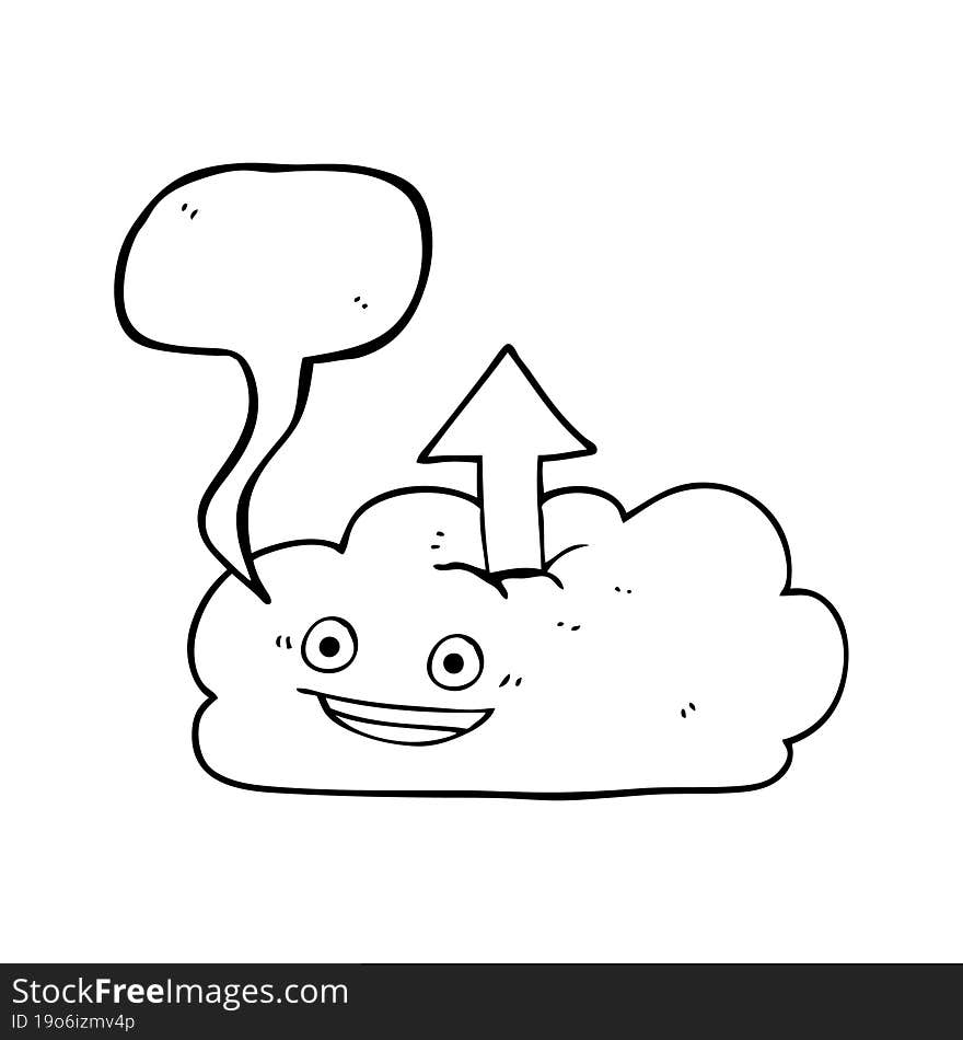 speech bubble cartoon upload to the cloud