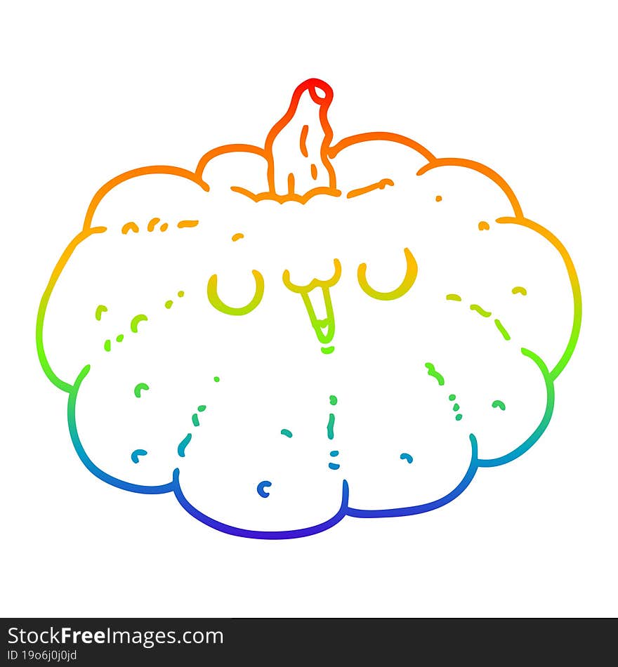 rainbow gradient line drawing happy cartoon pumpkin