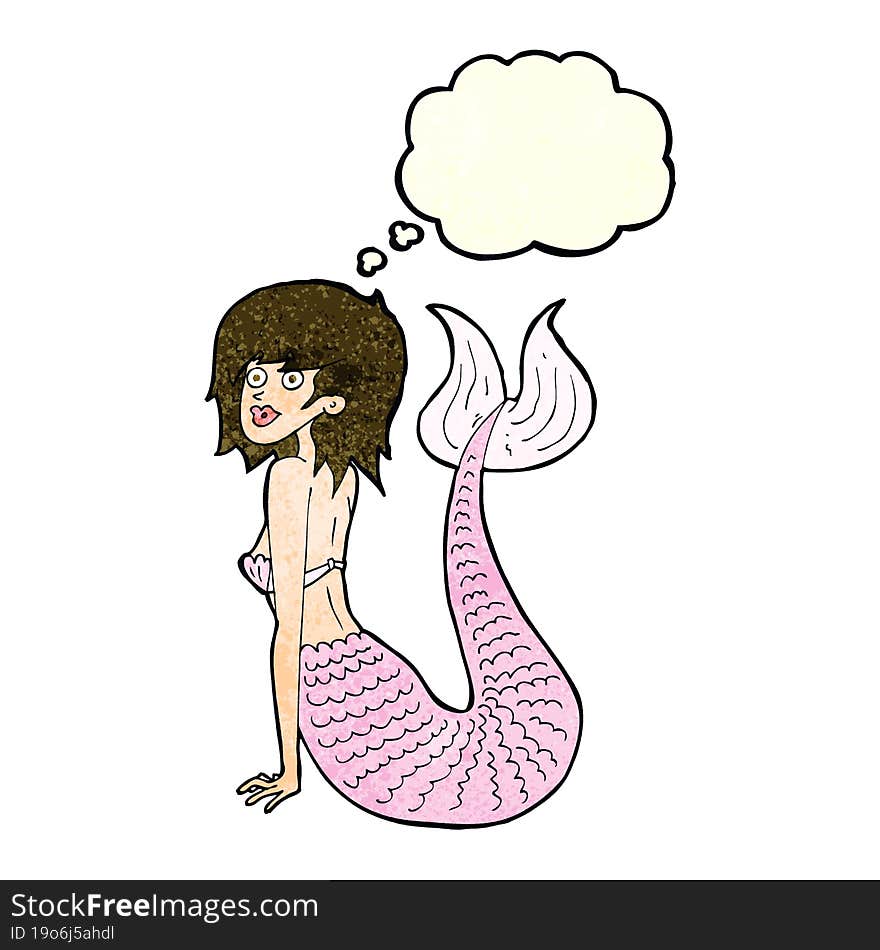 Cartoon Mermaid With Thought Bubble