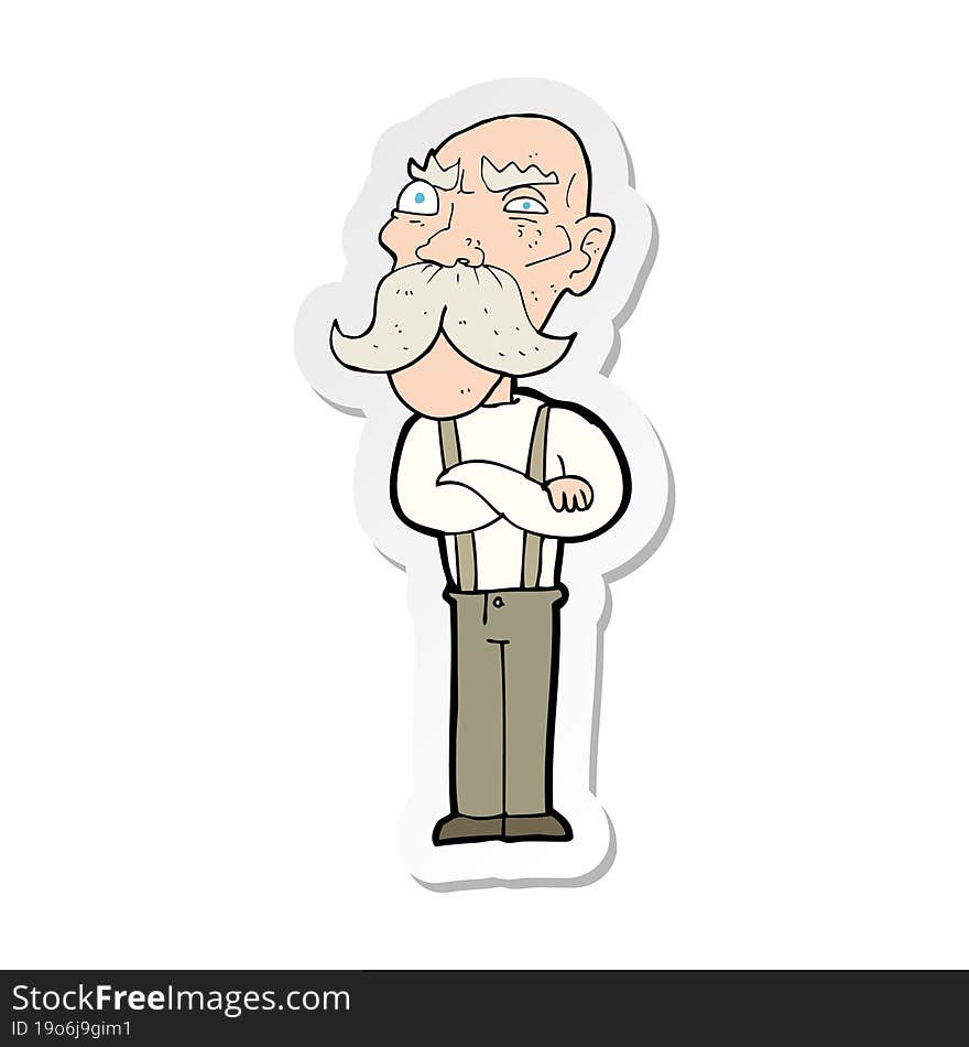 Sticker Of A Cartoon Angry Old Man