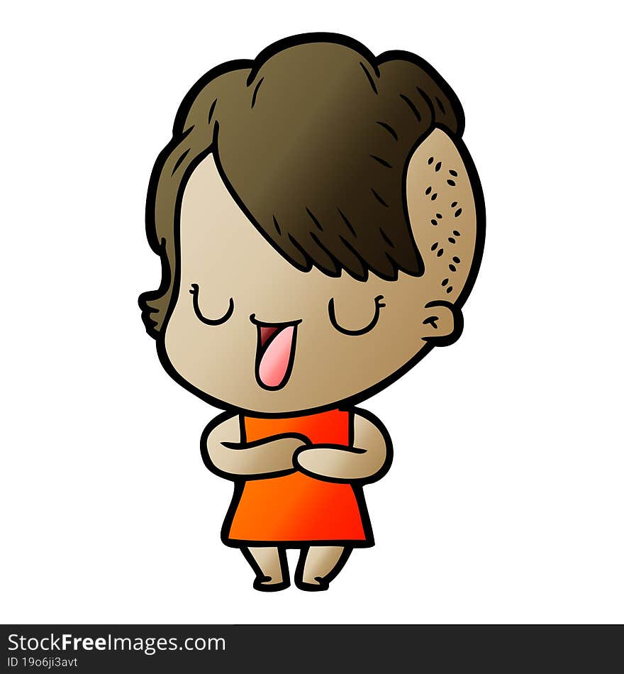 cute cartoon girl with hipster haircut. cute cartoon girl with hipster haircut