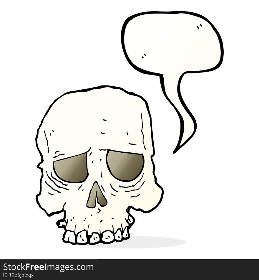 Cartoon Spooky Skull With Speech Bubble