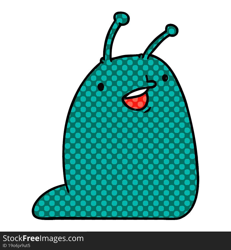 cartoon illustration of a cute kawaii slug. cartoon illustration of a cute kawaii slug