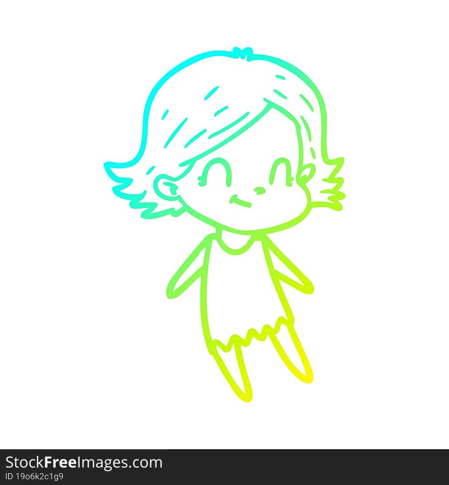 cold gradient line drawing cartoon friendly girl