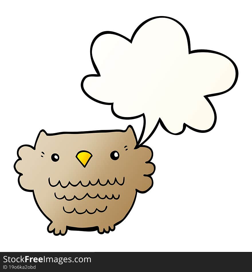 cartoon owl and speech bubble in smooth gradient style