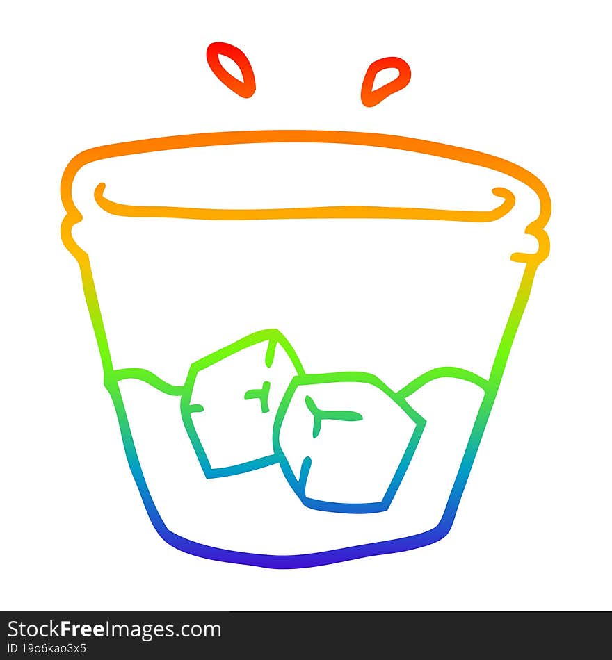 rainbow gradient line drawing of a cartoon water and ice