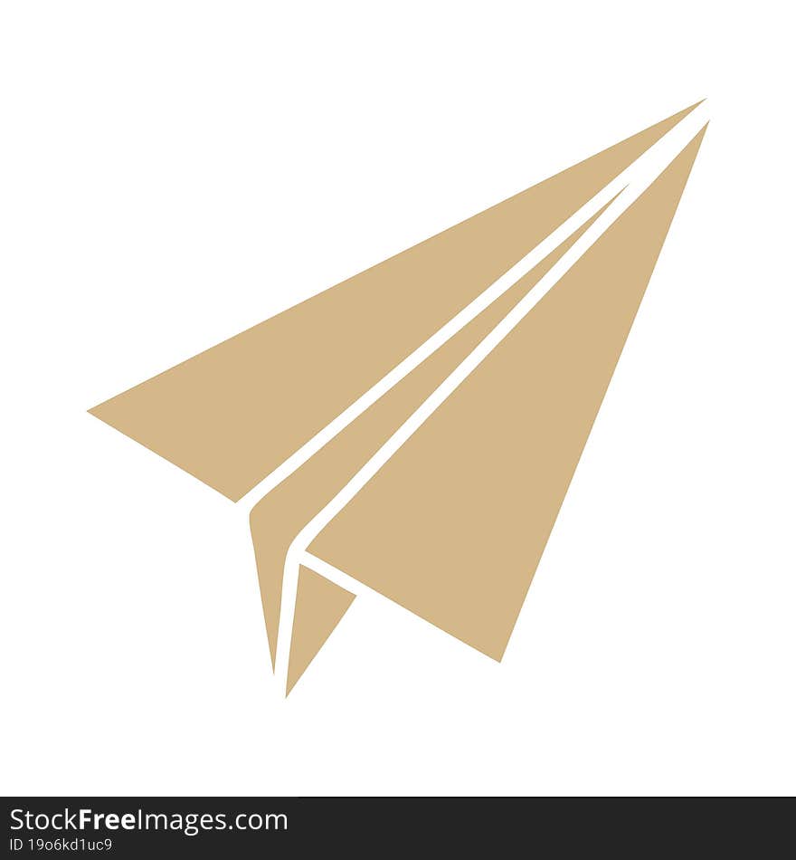 flat color retro cartoon paper aeroplane