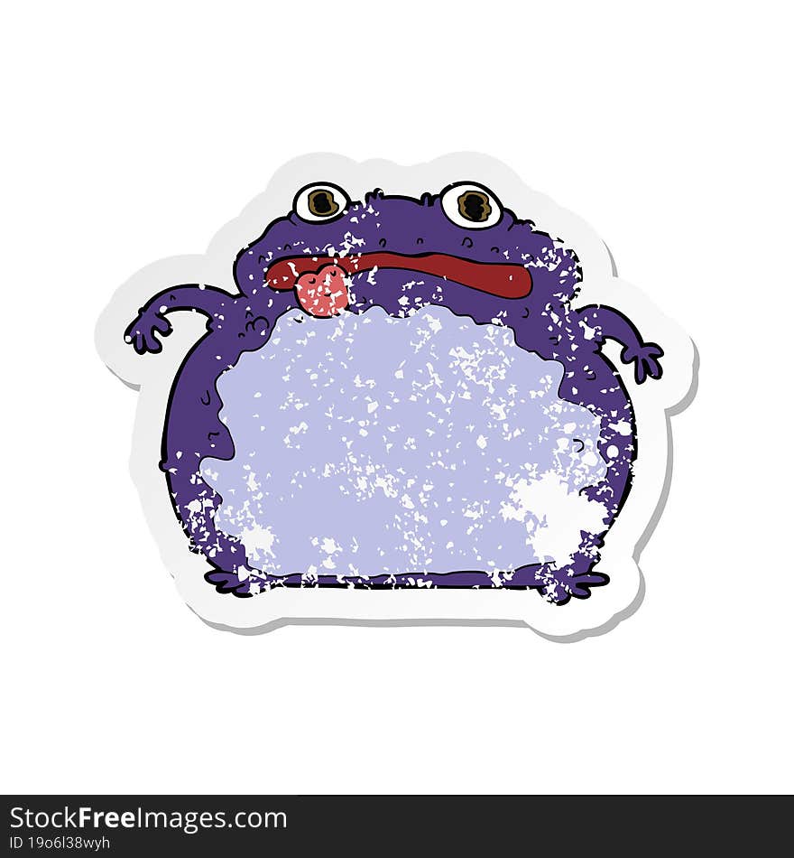 retro distressed sticker of a cartoon funny frog