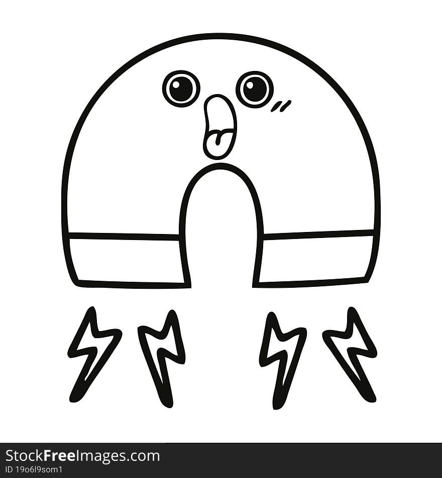 line drawing cartoon of a magnet. line drawing cartoon of a magnet