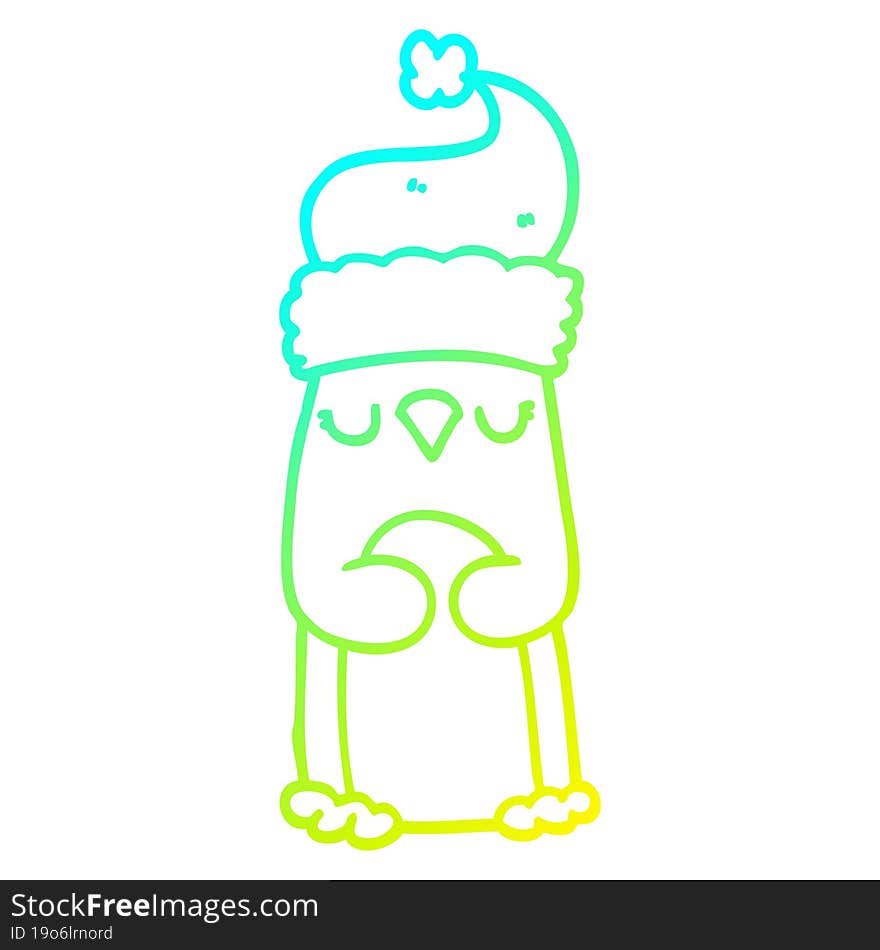 cold gradient line drawing cartoon christmas penguin