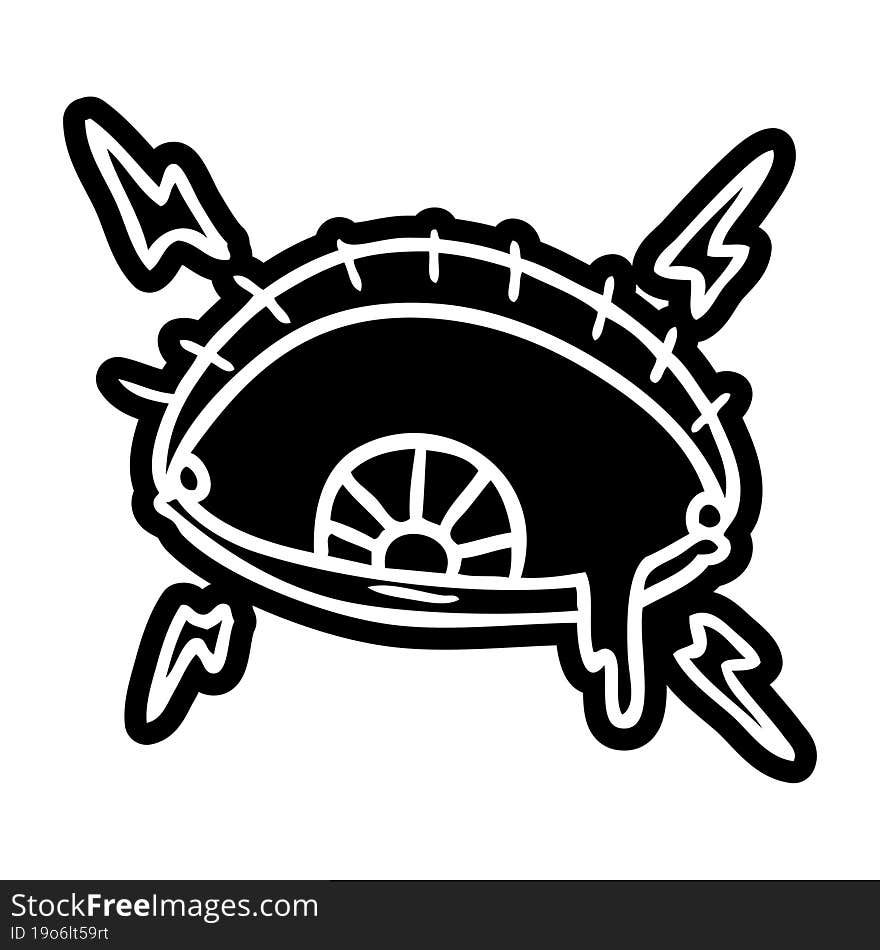 Cartoon Icon Drawing Of An Enraged Eye