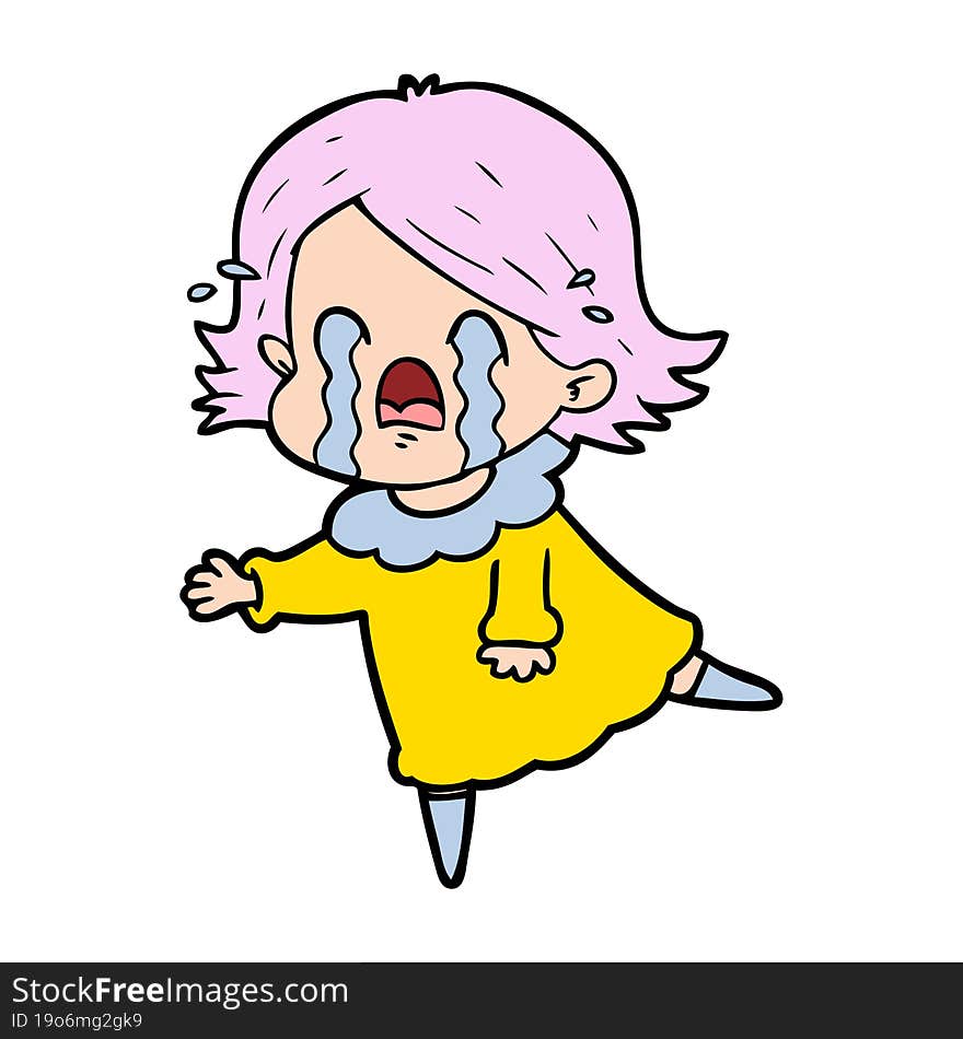 cartoon woman crying. cartoon woman crying