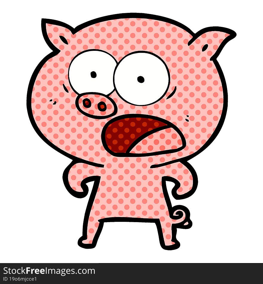 cartoon pig shouting. cartoon pig shouting