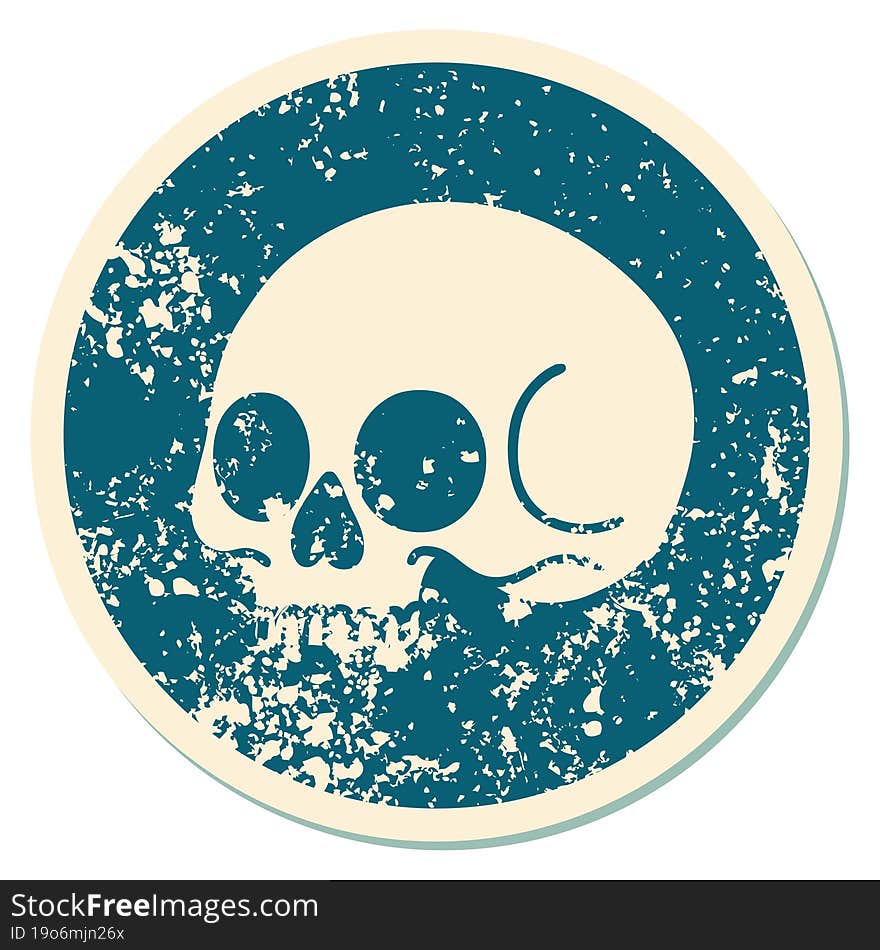 distressed sticker tattoo style icon of a skull