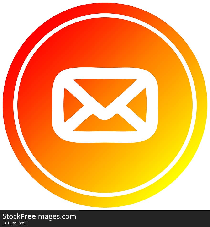 envelope letter circular icon with warm gradient finish. envelope letter circular icon with warm gradient finish