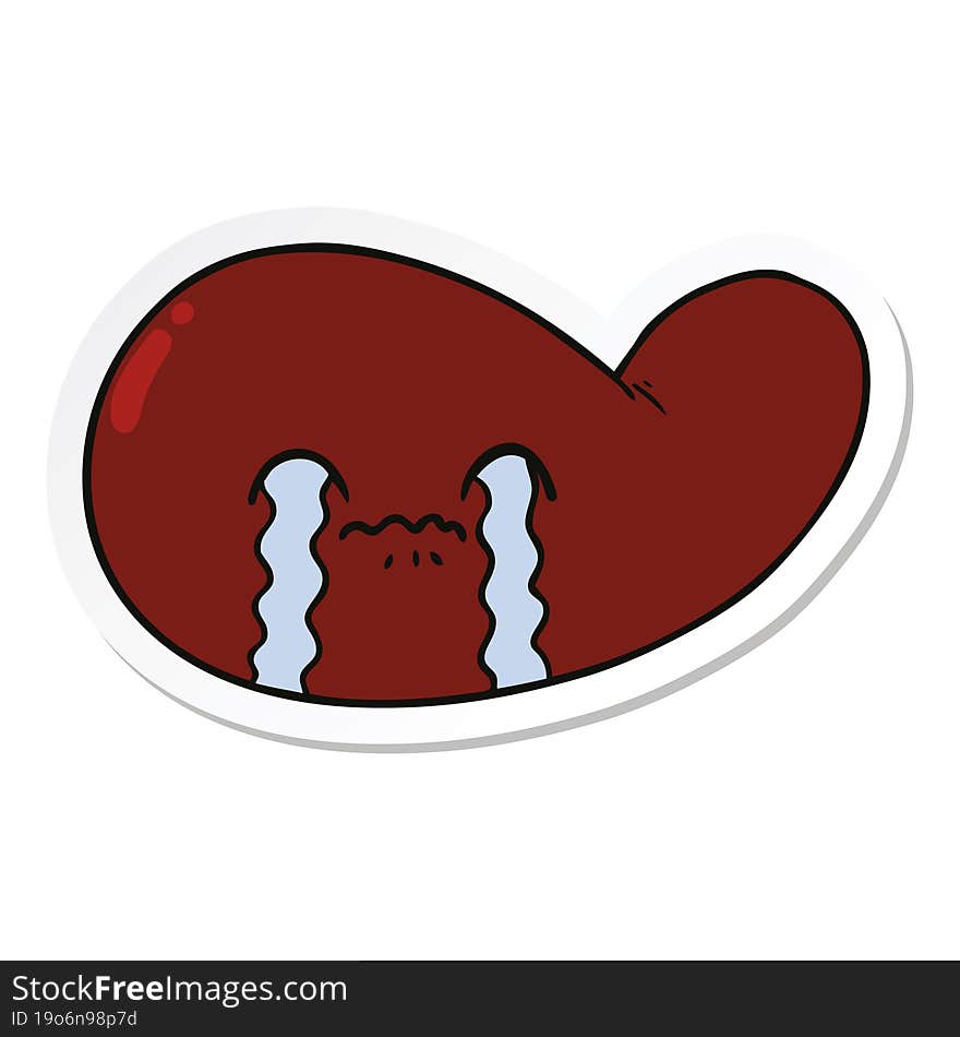 sticker of a cartoon gall bladder crying