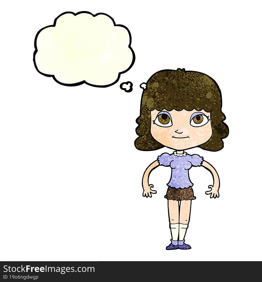 cartoon girl with thought bubble