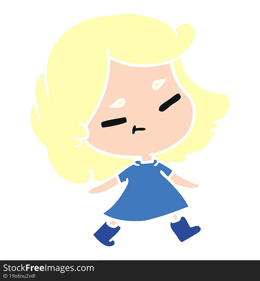 cartoon illustration of a cute kawaii girl. cartoon illustration of a cute kawaii girl