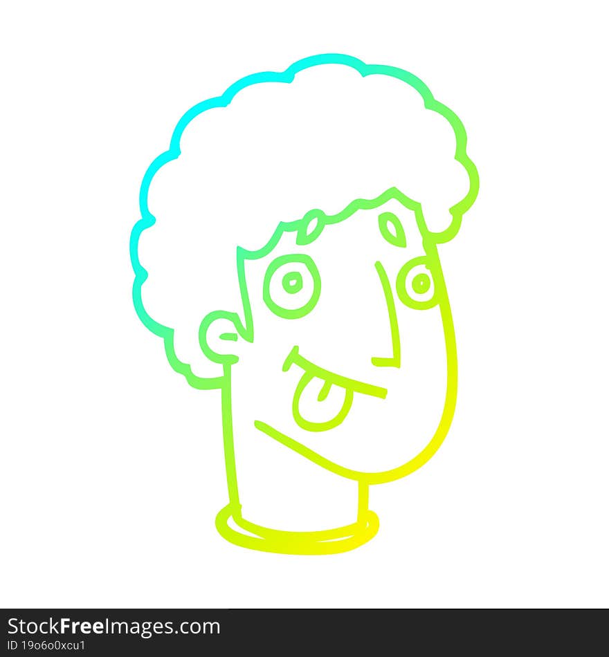 cold gradient line drawing cartoon male face