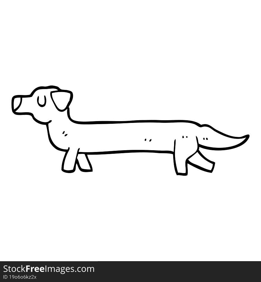 line drawing cartoon dachshund