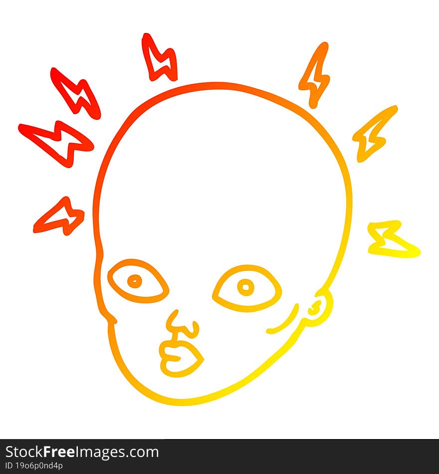 warm gradient line drawing cartoon bald head