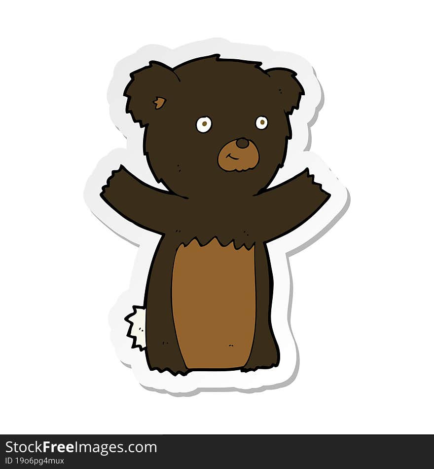 sticker of a cartoon black bear cub