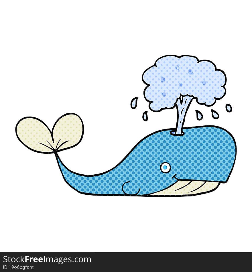 Cartoon Whale Spouting Water