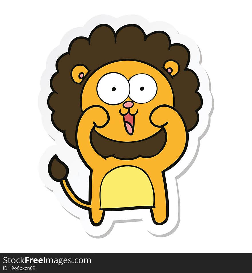 sticker of a happy cartoon lion