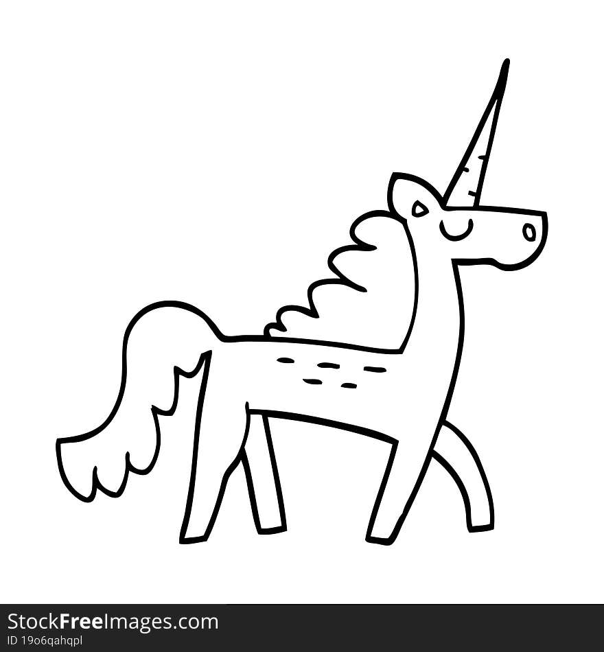 line drawing cartoon mystical unicorn