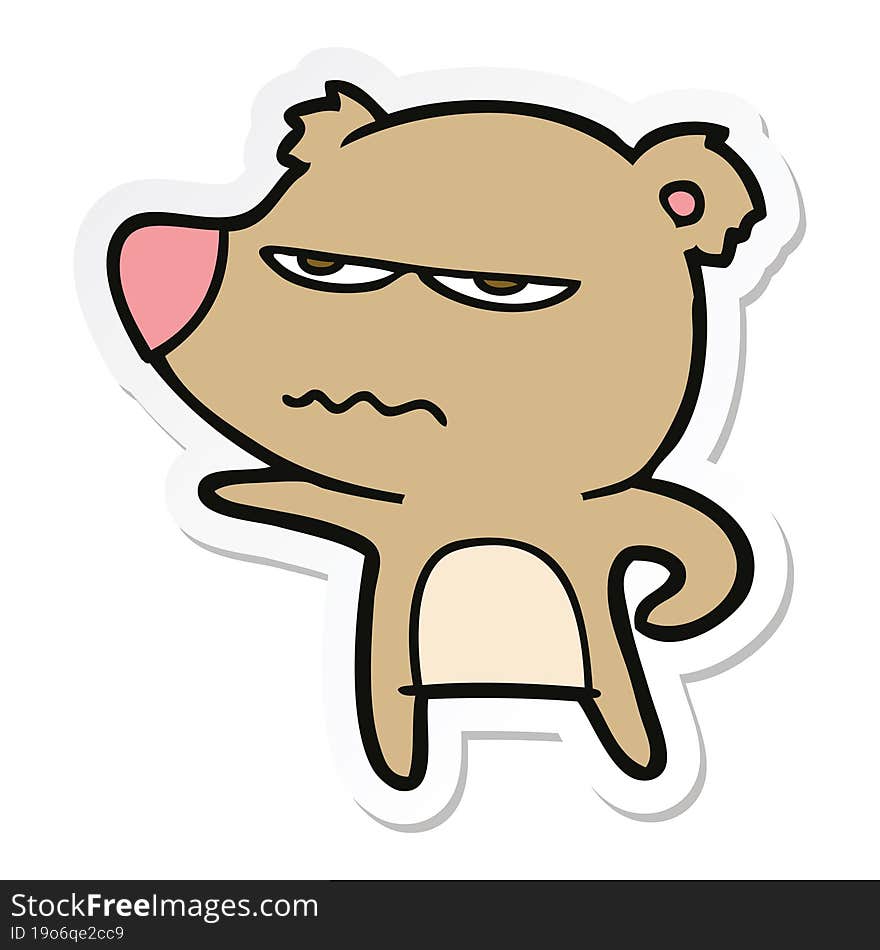 sticker of a annoyed bear cartoon