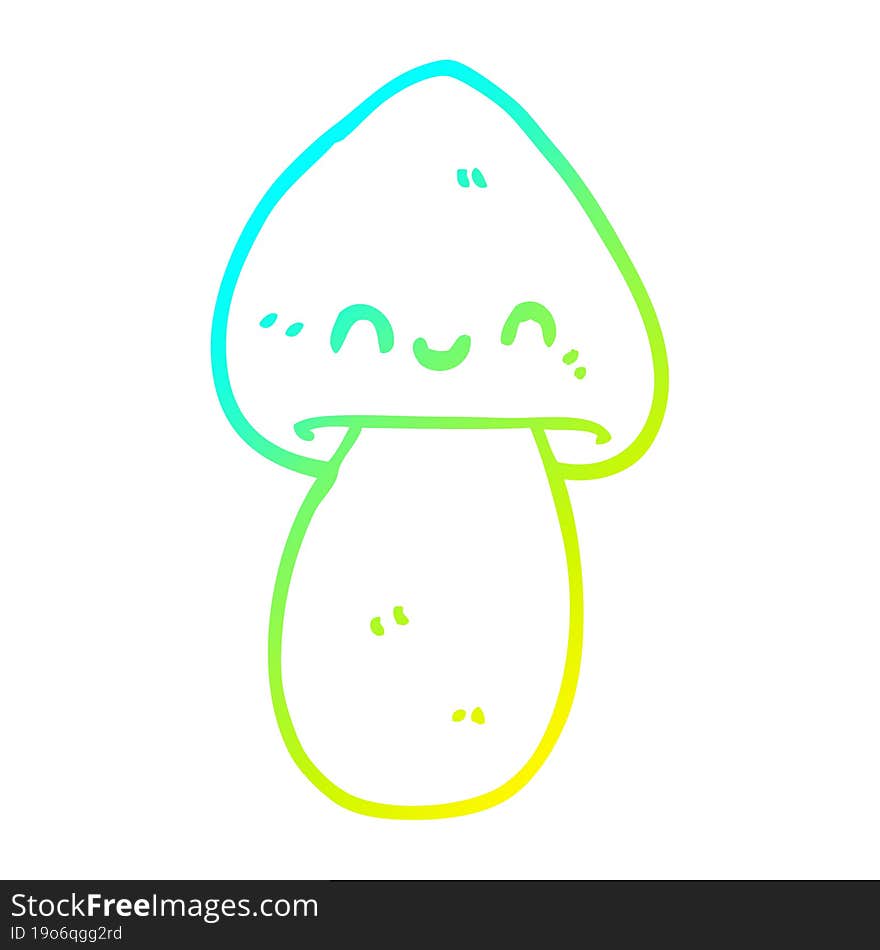 cold gradient line drawing cartoon mushroom